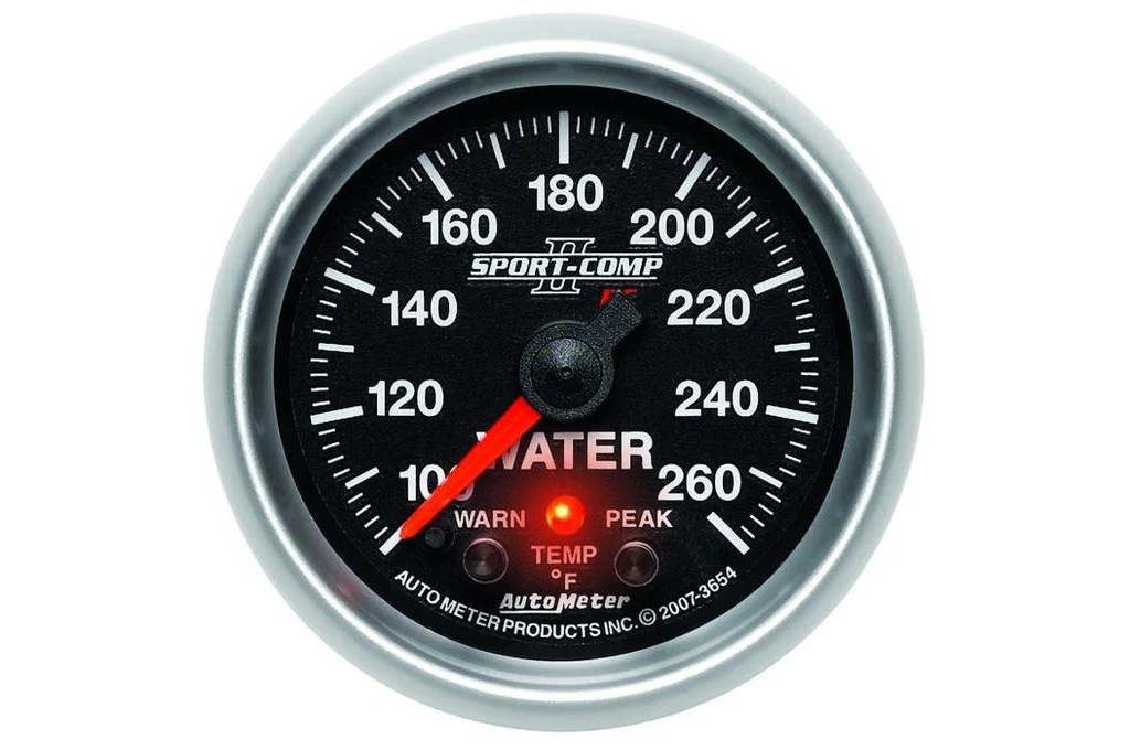 AutoMeter 52mm Sport Comp II Water Temperature Gauge, 100-260°F, Stepper Motor (3654)