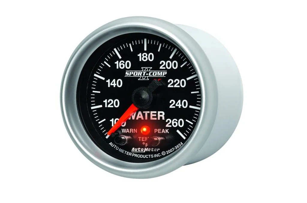 AutoMeter 52mm Sport Comp II Water Temperature Gauge, 100-260°F, Stepper Motor (3654) - Image 3