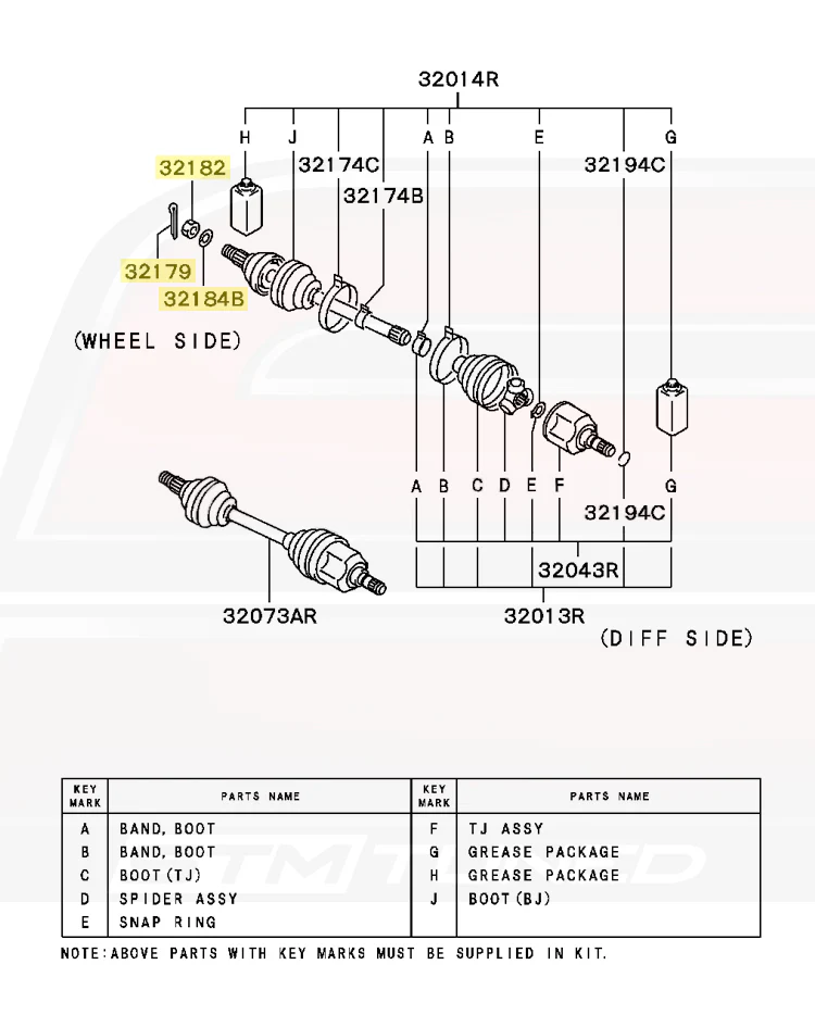 Mitsubishi OEM Front Axle Nut Kit for Evo 1-9 DSM 3S (AXNT) - Image 2