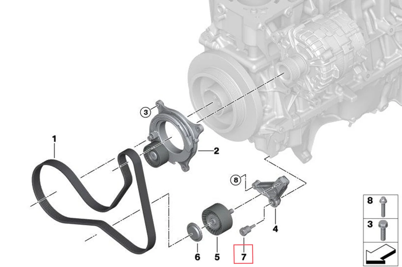 BMW OEM Idler Pulley Bracket Mount Pin for G8X M2/M3/M4 (11288469699) - Image 2