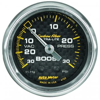 Boost/Vacuum: -30 to 30 PSI - Carbon Fiber Mechanical Gauge (2 5/8") - Image 2
