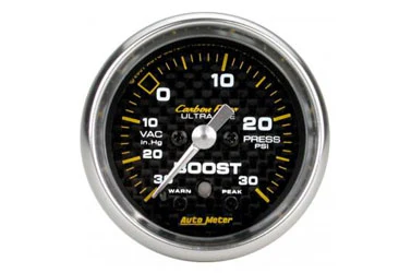 Boost/Vacuum: -30 to 30 PSI - Carbon Fiber Stepper Motor Gauge (2 1/16")