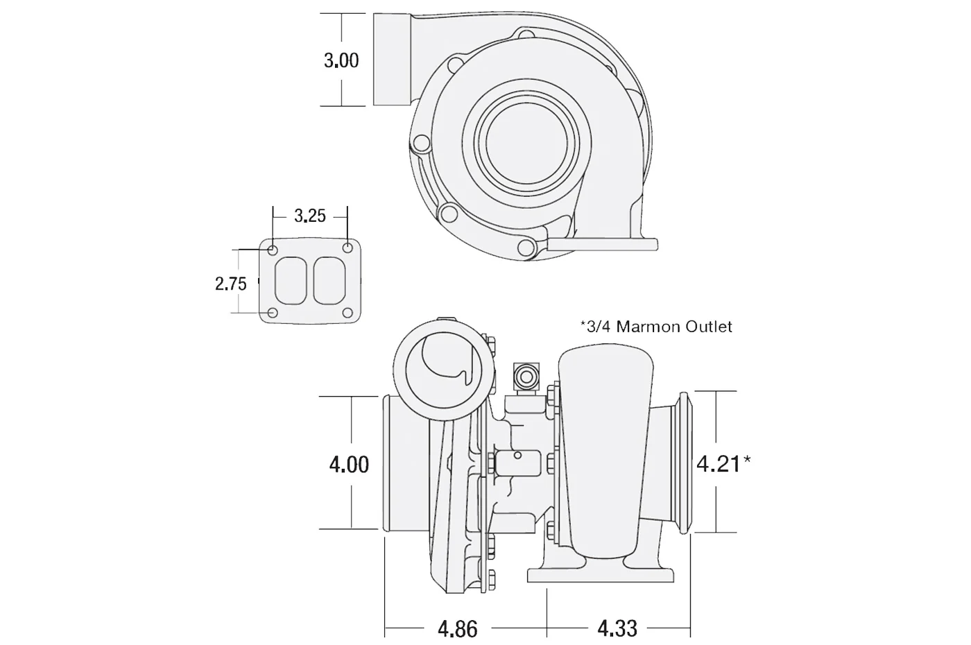 BorgWarner Turbocharger SX S300SX3 T4 A/R .88 60mm Inducer (177280) - Image 2