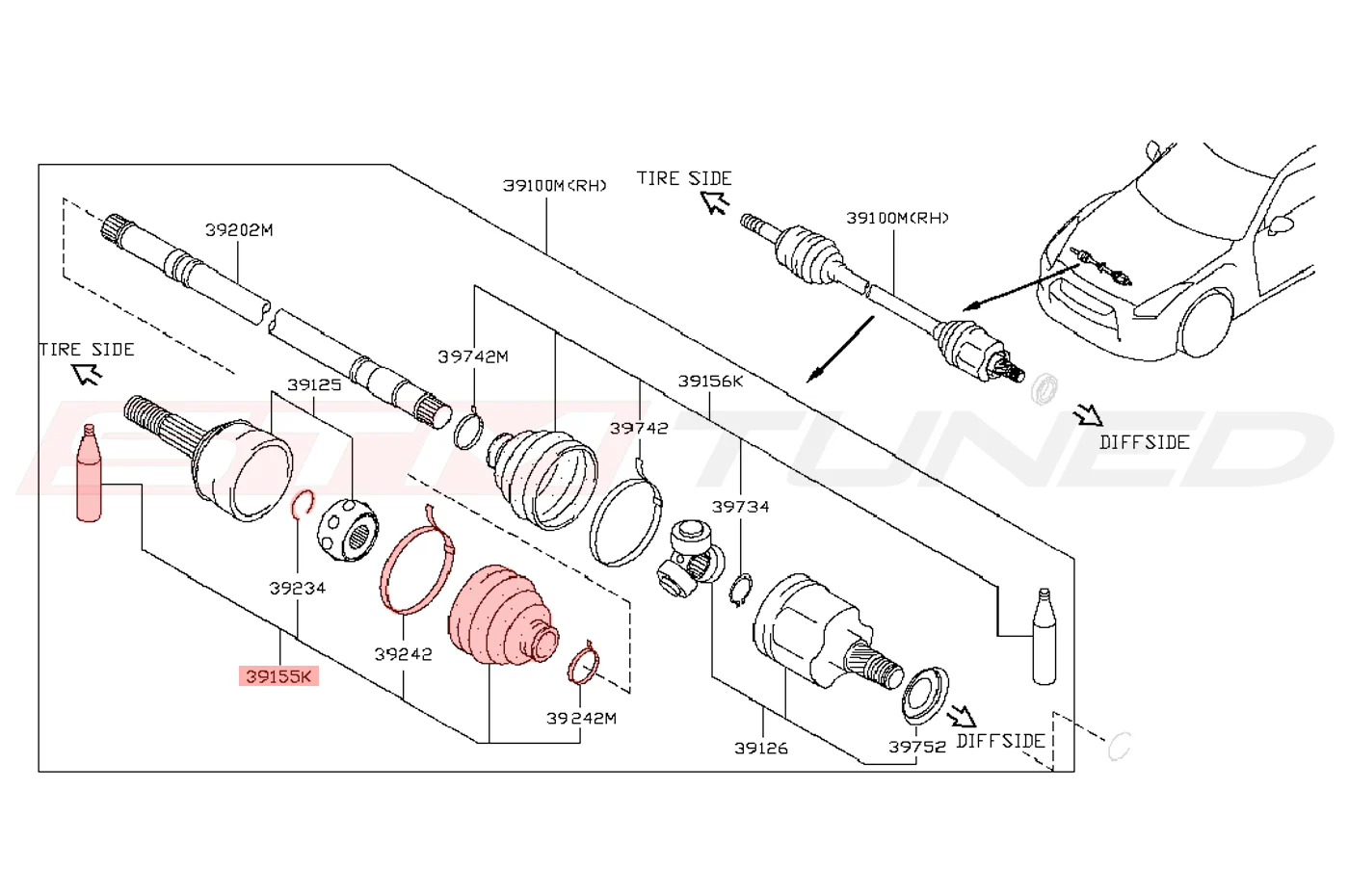 Nissan OEM Front L/R Axle Outer Repair Kit for R35 GTR (C9BDA-CG02H) - Image 3