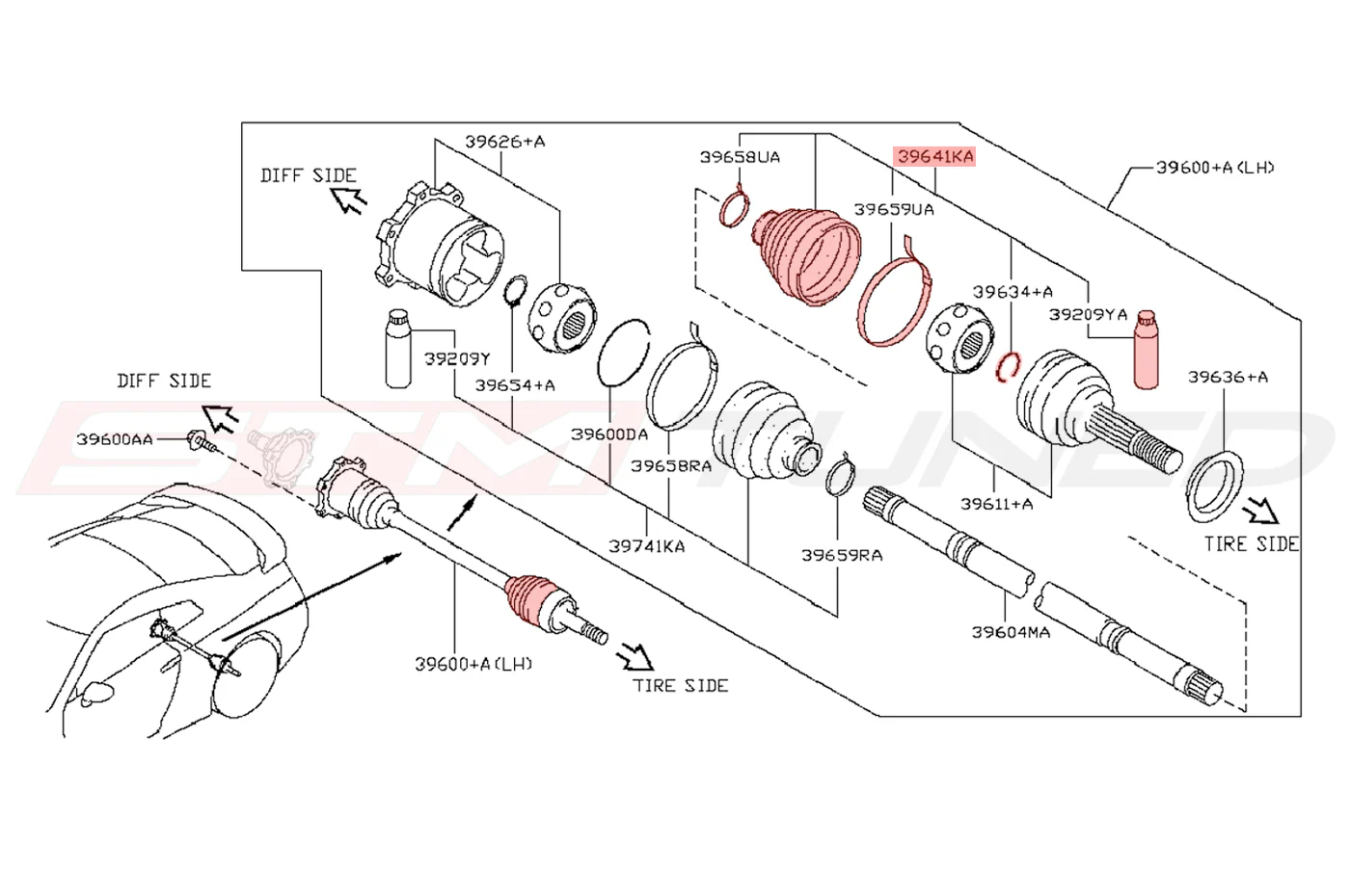 Nissan OEM Rear L/R Axle Outer Repair Kit for R35 GTR (C9BDA-EG026) - Image 2