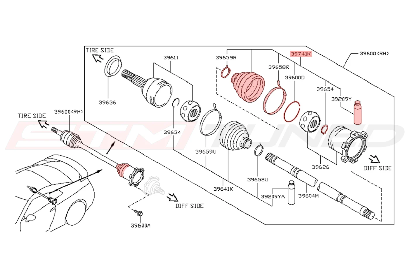 Nissan OEM Rear L/R Axle Inner Repair Kit for R35 GTR (C9GDA-EG025) - Image 3