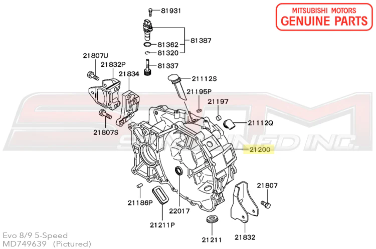 Mitsubishi OEM Clutch Housing for Evo 5-9 5-Speed (MD749639) - Image 4