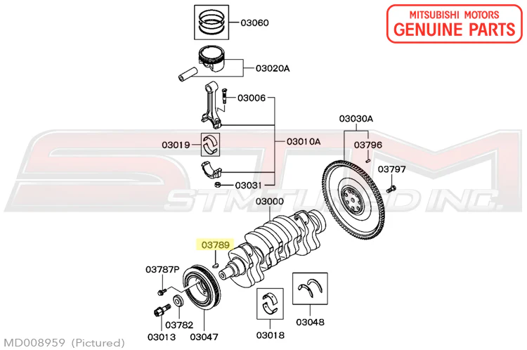 Mitsubishi OEM 4G63 Crankshaft Key (MD008959) - Image 3