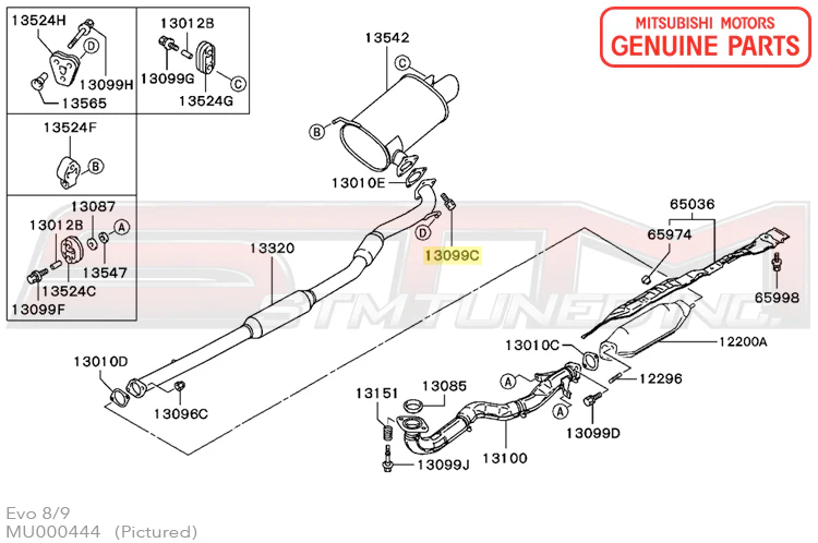 Mitsubishi Exhaust Pipe to Muffler Bolt - Evo 8/9 - Image 3