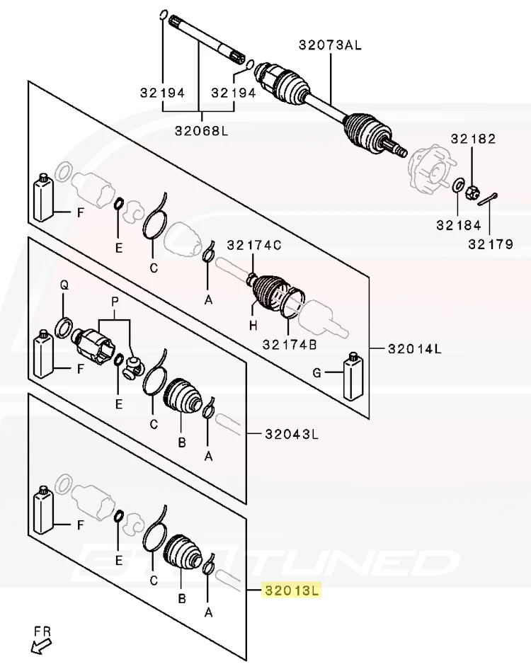 Mitsubishi OEM Axle Boot Repair Kit Inner for Evo X (3817A135) - Image 3