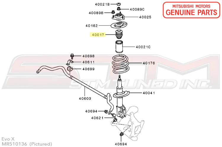 Mitsubishi Front Suspension Strut Damper - Evo 7/8/9/X - Image 4