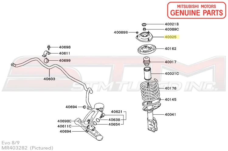 Mitsubishi Front Suspension Strut Top Mount - Evo 7/8/9 - Image 4