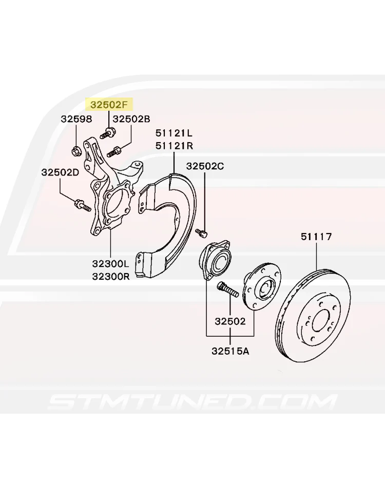Mitsubishi OEM Front Wheel Hub Bolt (Top) for Evo 7/8/9/X (MU000284) - Image 3