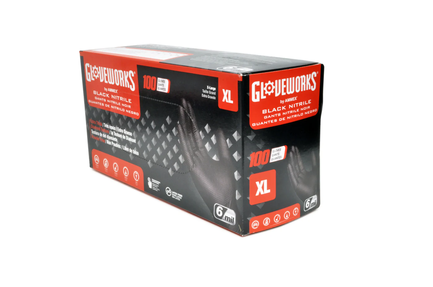 Gloveworks Black Nitrile Diamond Textured Shop Gloves (Box of 100) - Image 6