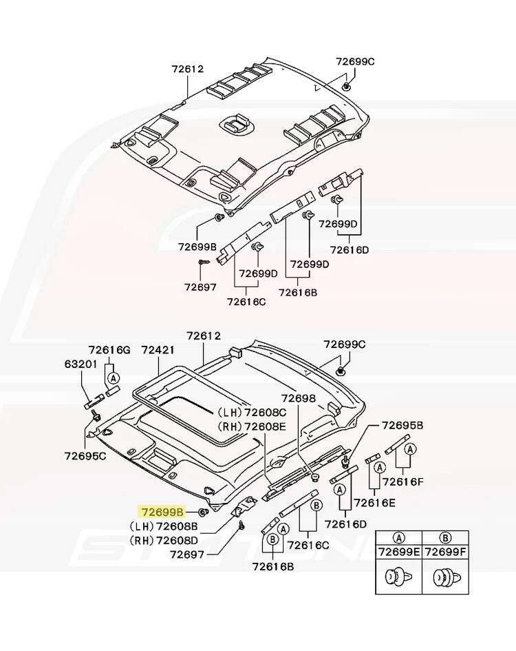 Mitsubishi OEM Headliner A-Pillar Clip for Evo 7/8/9 (MB817060) - Image 3