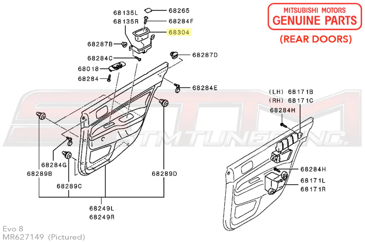 Mitsubishi OEM Interior Door Pull Pocket for Evo 7-9 - Image 3