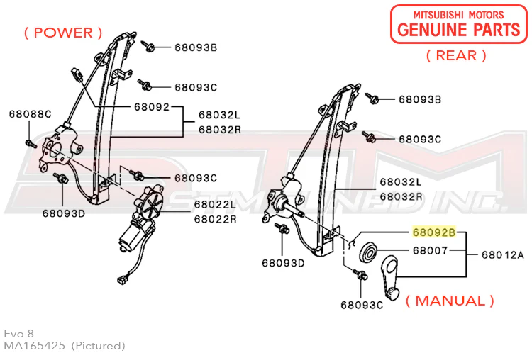 Mitsubishi Manual RS Window Regulator Clip - Evo 8/9 - Image 4
