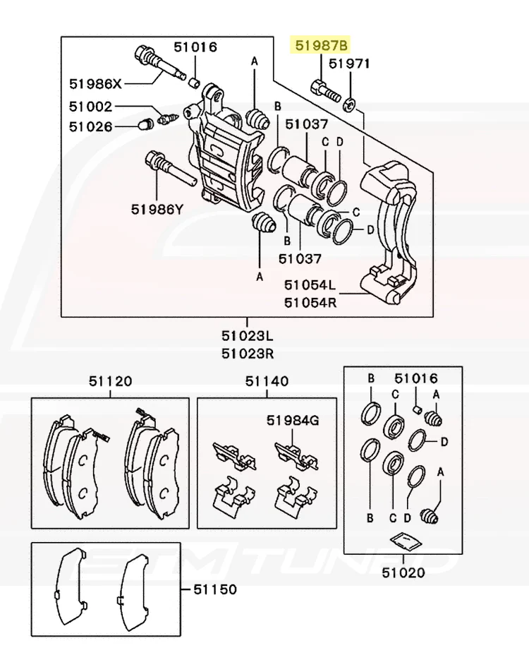Mitsubishi OEM Front Caliper Mounting Bolt for Evo 1/2/3 (MB151403) - Image 3