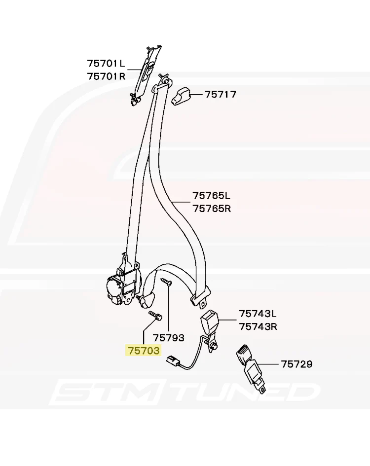 Mitsubishi OEM Seat/Belt Bolt for Evo 7/8/9/X (MB268795) - Image 3