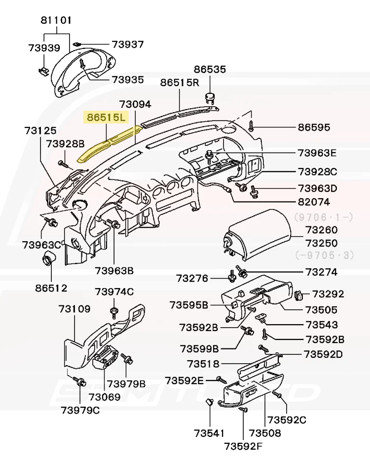 Mitsubishi OEM Dash Defroster Garnish LH for 3000GT (MB766489) - Image 4