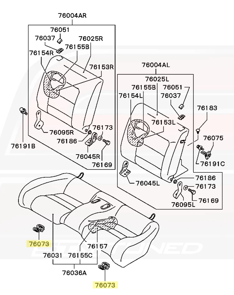Mitsubishi OEM Rear Seat Cushion Release for 2G DSM/Evo 1-9 (MB873947) - Image 5