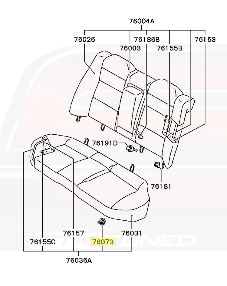 Mitsubishi OEM Rear Seat Cushion Release for 2G DSM/Evo 1-9 (MB873947) - Image 7