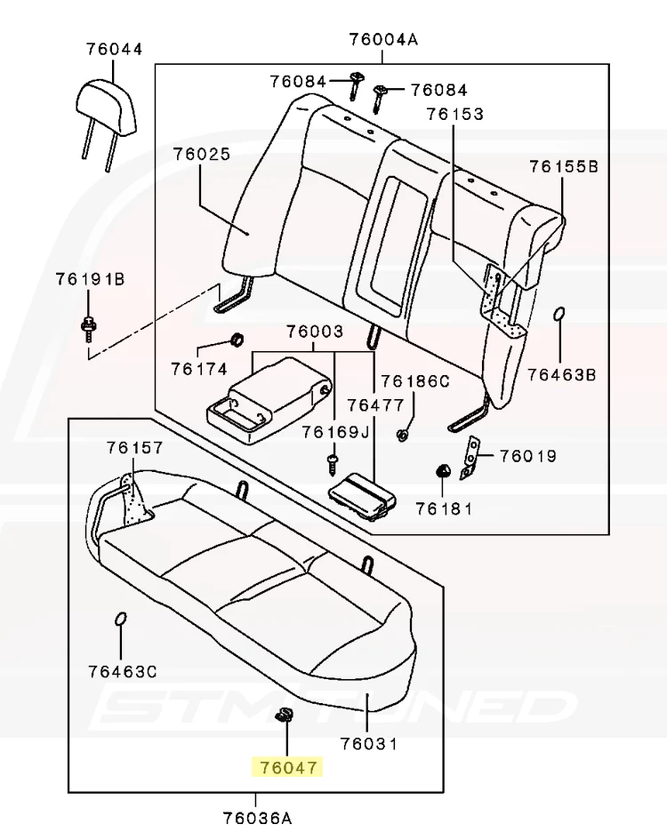 Mitsubishi OEM Rear Seat Cushion Release for 2G DSM/Evo 1-9 (MB873947) - Image 8