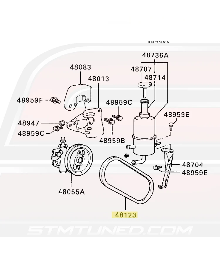 Mitsubishi OEM Power Steering Belt for 1G DSM (MD178430) *Discontinued* - Image 2