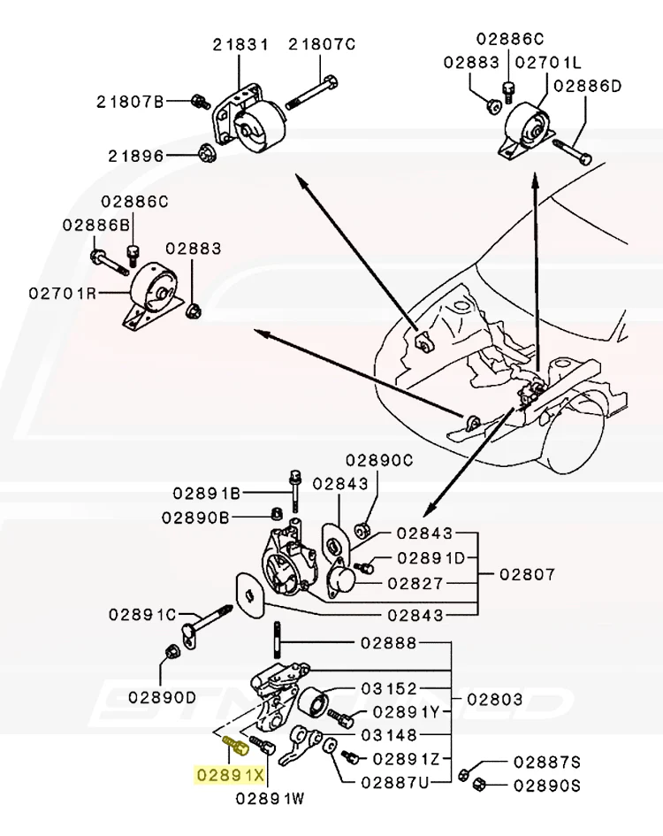 Mitsubishi OEM Idler Pulley Bracket Bolt for Evo/2G DSM (MD194109) - Image 3