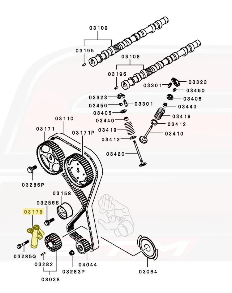 Mitsubishi OEM Timing Belt Tensioner for Early 1995 2G DSM (13070W040P) - Image 7