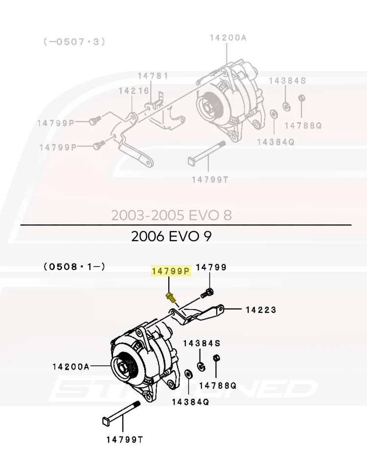 Mitsubishi OEM Alternator Bracket Bolt M8x16 for Evo 9 (MF140223) - Image 3