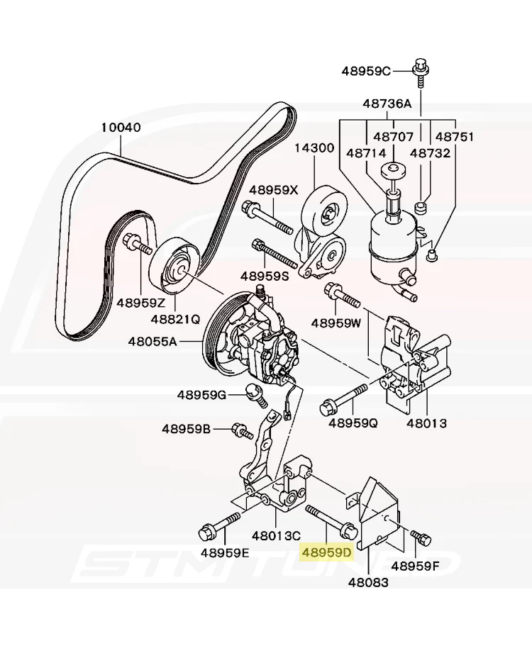 Mitsubishi OEM Power Steering Pump Bracket Bolt for Evo 7/8/9 (MF140277) - Image 3