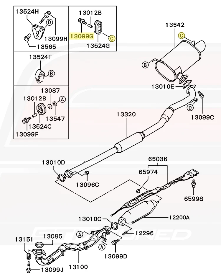 Mitsubishi Exhaust Hanger Bolt (C Muffler) for Evo 7/8/9 (MF244859) - Image 3