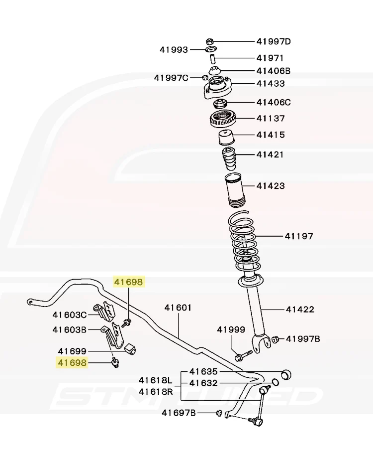 Mitsubishi OEM Rear Sway Bar Bracket Bolt for Evo 4-9 (MF244880) - Image 4
