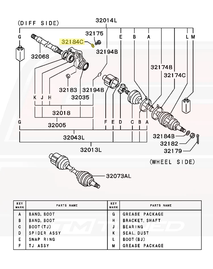 Mitsubishi Front LH Axle Bracket Bolt Washer for 1G/2G DSM AWD (MF450406) - Image 3