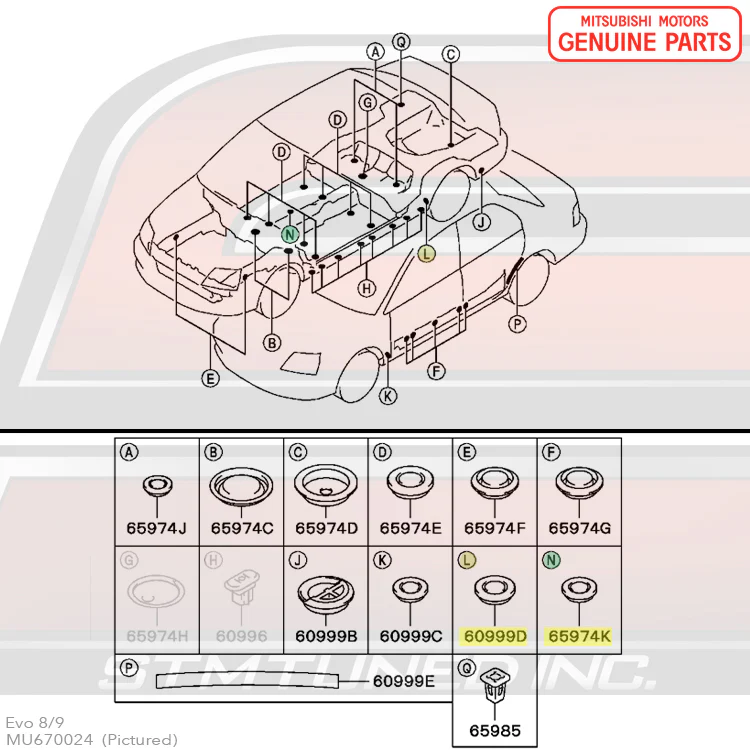 Mitsubishi OEM Body Plugs for Evo 7/8/9 - Image 11