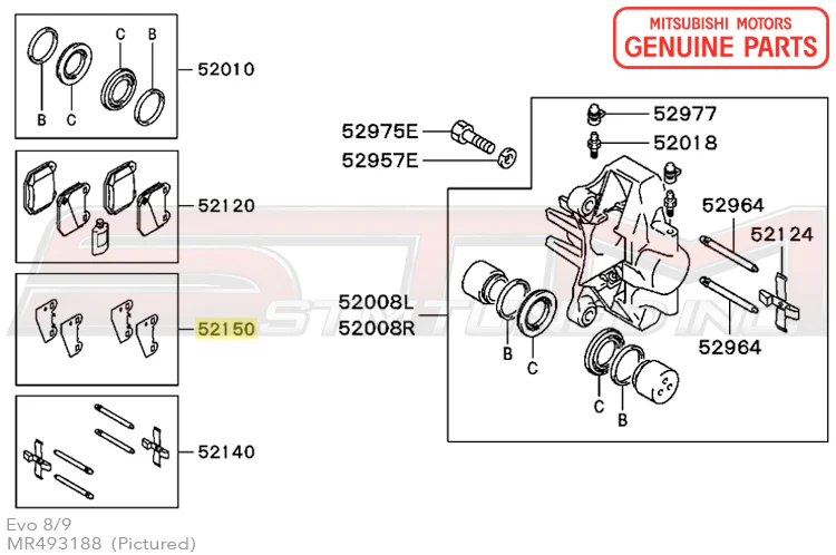 Mitsubishi Brembo Brake Pad Shims - Evo 7-9 - Image 5