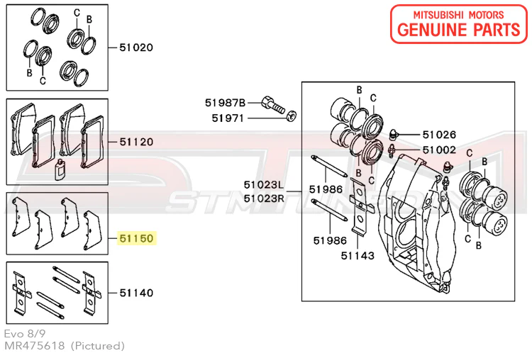 Mitsubishi Brembo Brake Pad Shims - Evo 7-9 - Image 6