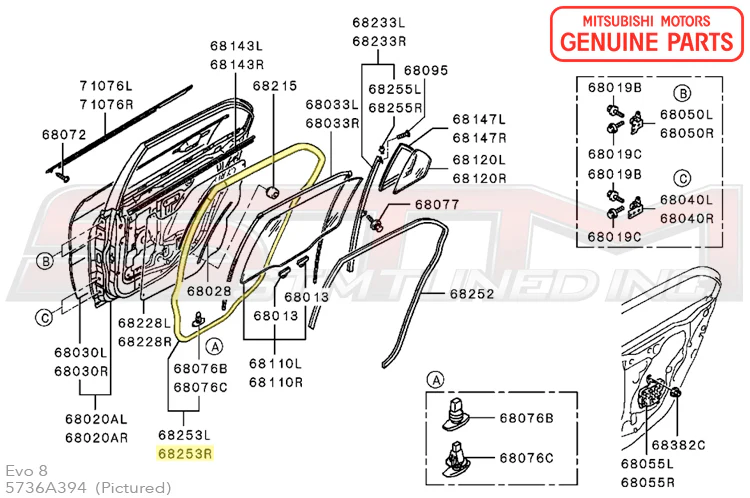 Mitsubishi Door Seal Weatherstripping - Evo 7/8/9 - Image 7