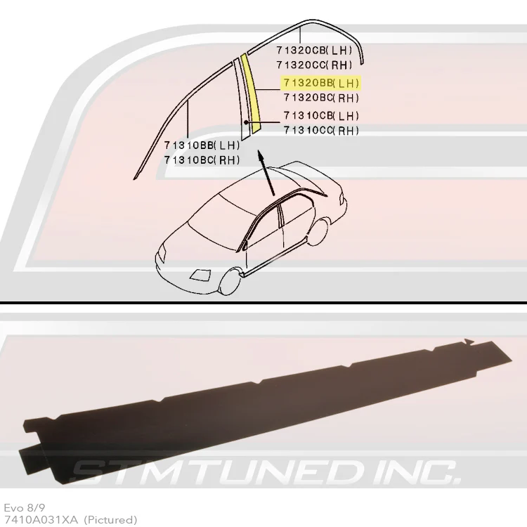 Mitsubishi OEM SSL Satin Black Door Tape for Evo 7/8/9 - Image 7