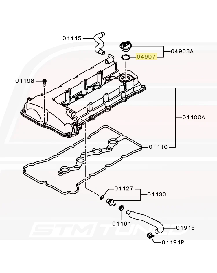 Mitsubishi OEM Engine Oil Cap Oring for Evo X (1250A012) - Image 2