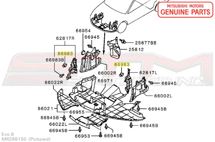 Mitsubishi Engine Splash Shield Clips (MR288150) - Evo 8/9 - Image 3