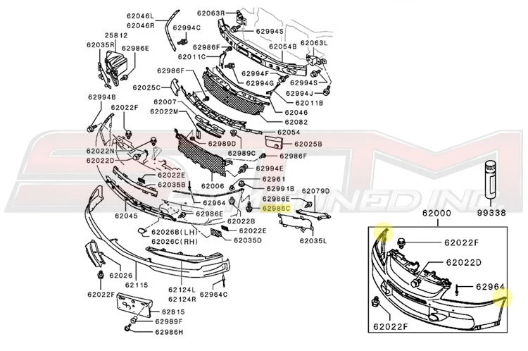 Mitsubishi OEM Bumper Retaining Clip Screw for Evo 7/8/9/X (MS452393) - Image 2