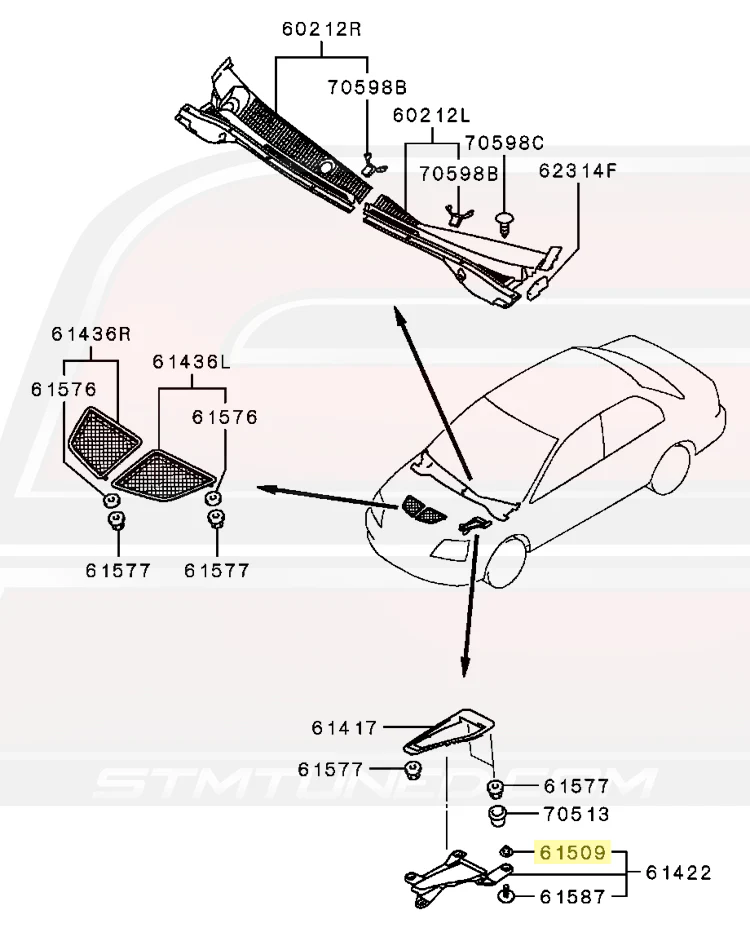 Mitsubishi OEM Hood Air Inlet Scoop Grommet for JDM Evo 7 (MR349075) *Discontinued* - Image 5