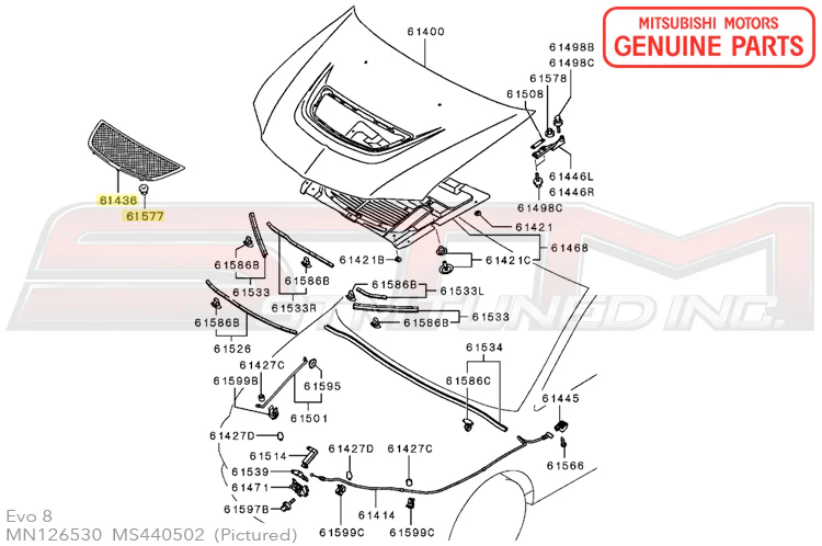 Mitsubishi OEM Hood Vent Garnish for Evo 8/9 (MN126530) *Discontinued* - Image 5