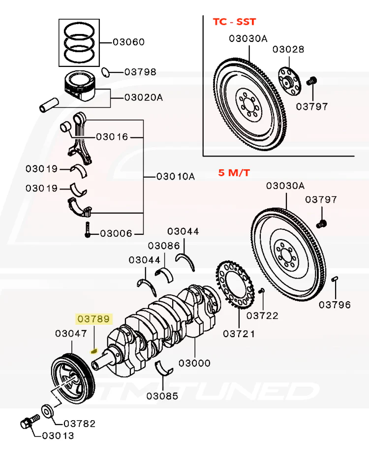 Mitsubishi OEM Crankshaft Key for Evo X (1130A024) - Image 3
