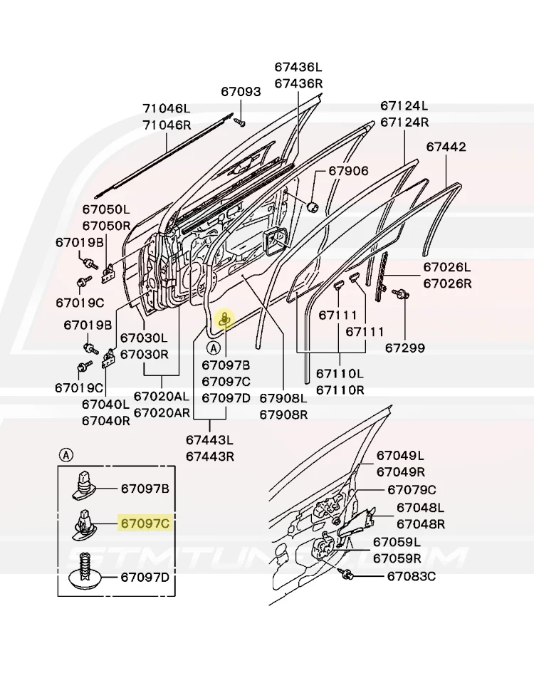 Mitsubishi OEM Door Weatherstrip Clip for Evo 7/8/9 (MU000614) - Image 6