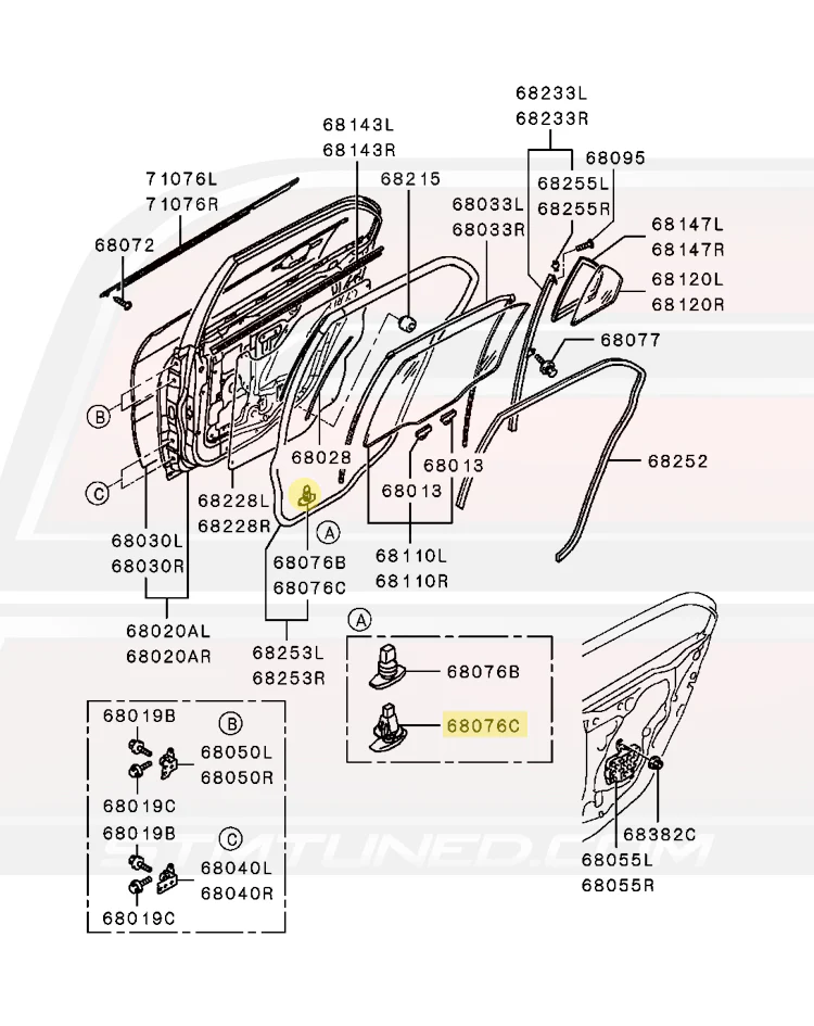 Mitsubishi OEM Door Weatherstrip Clip for Evo 7/8/9 (MU000614) - Image 7