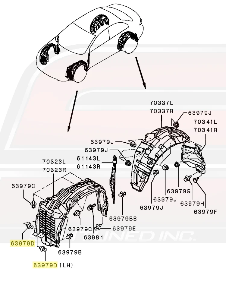 Mitsubishi OEM Front Fender Splash Shield Clip for Evo X - Image 5