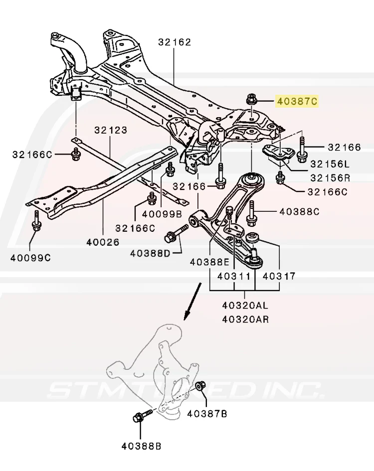 Mitsubishi OEM Front Suspension Lower Arm to Crossmember Nut for Evo X - Image 5